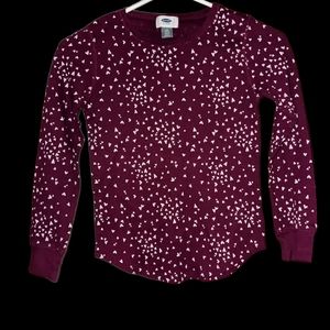 Girls long sleeve old navy shirt with hearts size large(10/12)
